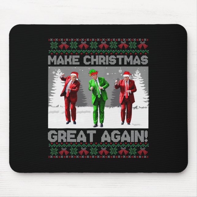 Santa Trump Dance Make Christmas Great Again Ugly  Mouse Mat (Front)