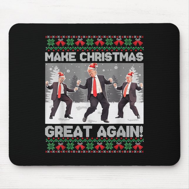 Santa Trump Dance Make Christmas Great Again Ugly  Mouse Mat (Front)