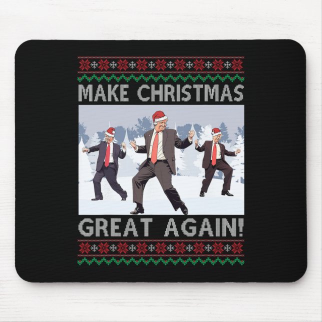 Santa Trump Dance Make Christmas Great Again Ugly  Mouse Mat (Front)
