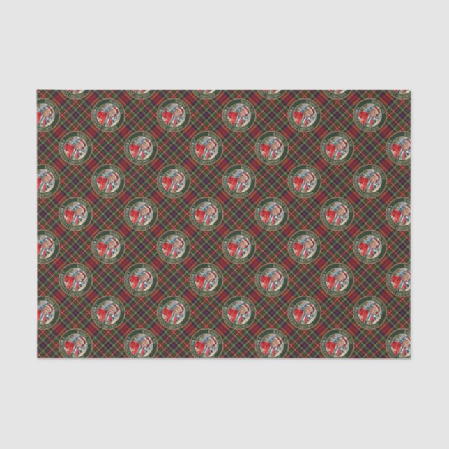 Santa Trump MAGA Christmas Tartan Plaid Tissue Paper (Front)