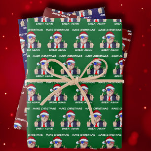 Santa Trump Make Christmas Great Again Trendy Wrapping Paper Sheet