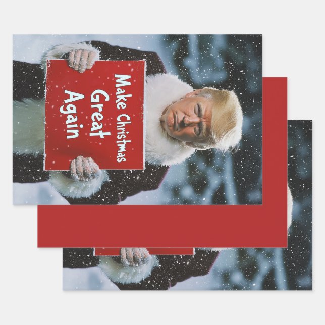 Santa Trump: “Make Christmas Great Again” Wrapping Paper Sheet (Set)