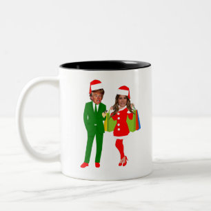 santa trump melania Two-Tone coffee mug