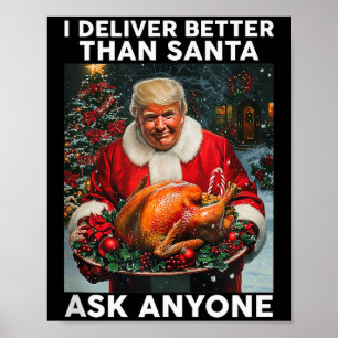 Santa Trump Turkey Christmas Funny Celebration Tan Poster
