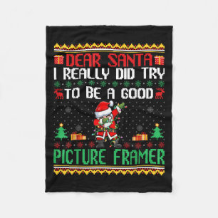 Santa Try To Be A Good Picture Framer - Funny Chri Fleece Blanket
