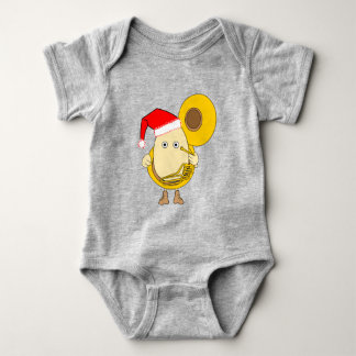 Santa Tuba Player Egghead Baby Bodysuit