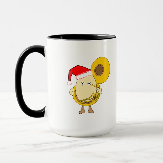 Santa Tuba Player Egghead Mug (Left)