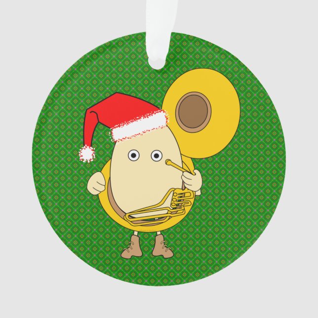 Santa Tuba Player Egghead Ornament (Front)