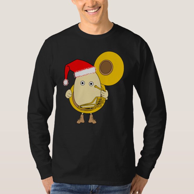 Santa Tuba Player Egghead T-Shirt (Front)