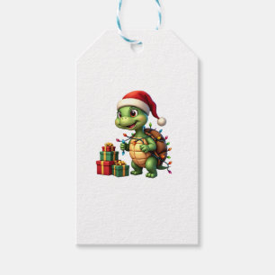 Santa Turtle Christmas Ugly Sweater Funny Holiday  Gift Tags