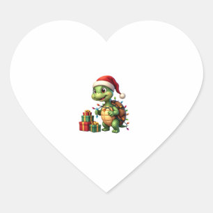 Santa Turtle Christmas Ugly Sweater Funny Holiday Heart Sticker