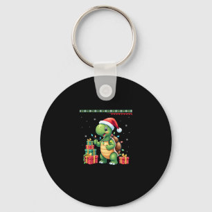 Santa Turtle Christmas Ugly Sweater Funny Holiday Key Ring