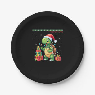 Santa Turtle Christmas Ugly Sweater Funny Holiday Paper Plate