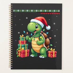 Santa Turtle Christmas Ugly Sweater Funny Holiday Planner