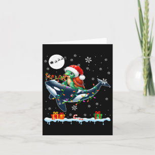 Santa Turtle Riding Orca Reindeer Christmas Sea An Card