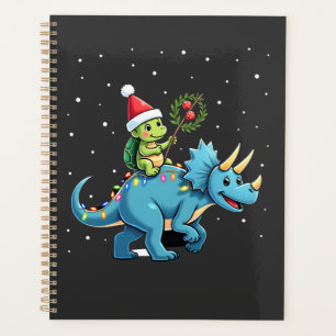 Santa Turtle Riding T-Rex Reindeer Christmas Light Planner