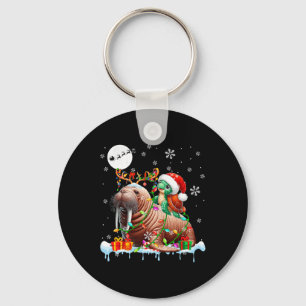 Santa Turtle Riding Walrus Reindeer Christmas Sea Key Ring