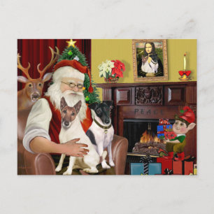 Santa - Two Smooth Fox Terriers Holiday Postcard