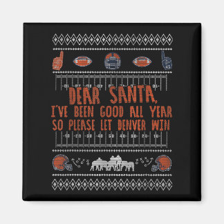 Santa Ugly Christmas Sweater Denver Football Funny Magnet