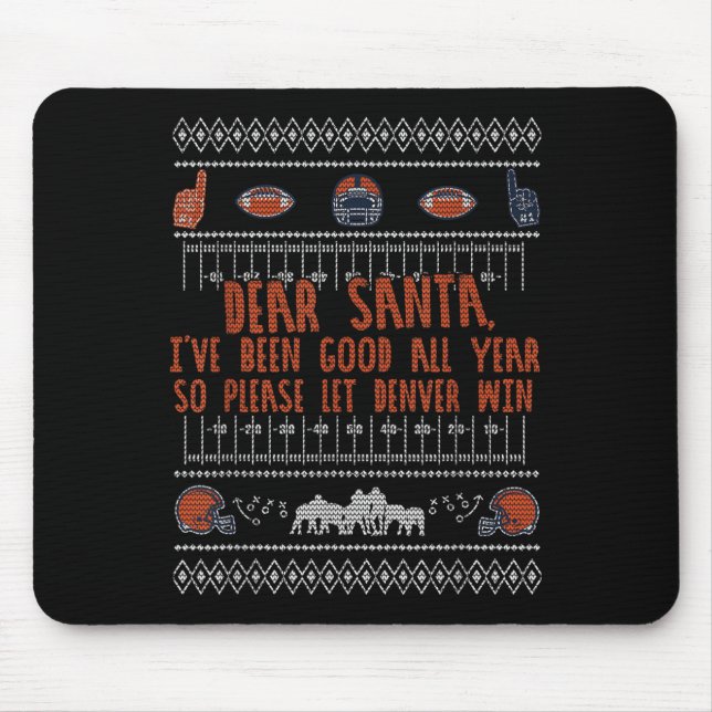 Santa Ugly Christmas Sweater Denver Football Funny Mouse Mat (Front)