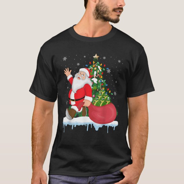 Santa Ugly Christmas Tree Lights Crocodile Animal  T-Shirt (Front)