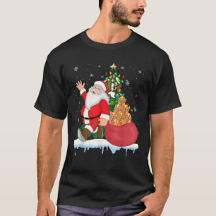 Santa Ugly Christmas Tree Lights Golden Retriever  T-Shirt