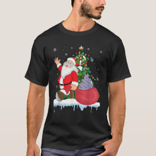 Santa Ugly Christmas Tree Lights Hippopotamus Anim T-Shirt