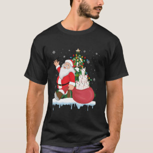 Santa Ugly Christmas Tree Lights Llama Animal T-Shirt