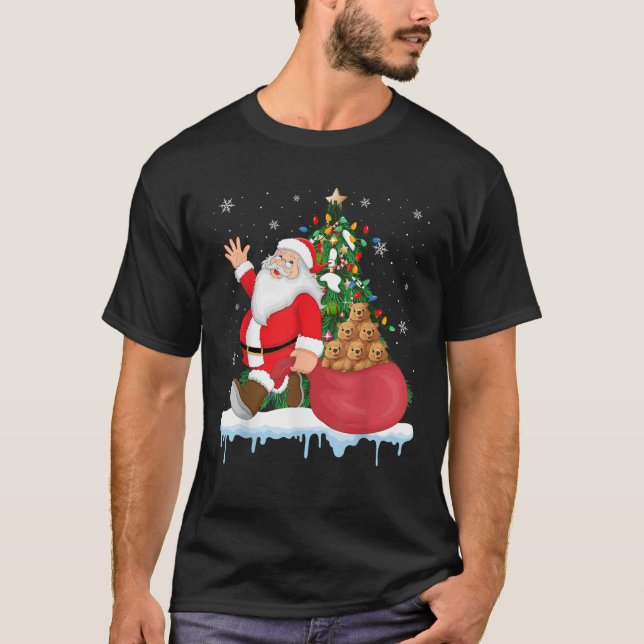 Santa Ugly Christmas Tree Lights Wombat Animal  T-Shirt (Front)