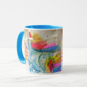 Santa Unicorn Christmas Mug Blue