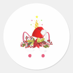Santa Unicorn Face Christmas Pajama Classic Round Sticker