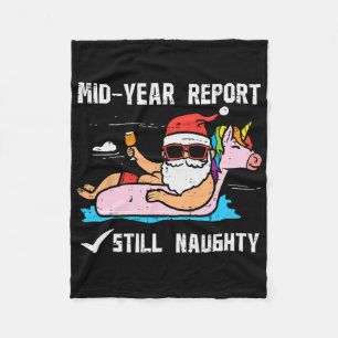 Santa Unicorn Floatie Still Naughty Funny Christma Fleece Blanket
