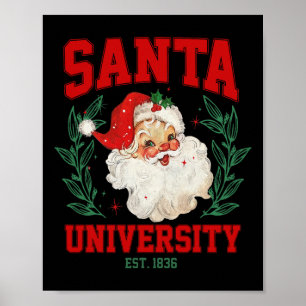 Santa University Funny Retro Christmas Poster