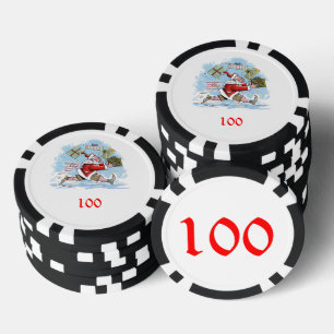 Santa Unprepared black 100 striped poker chip