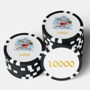 Santa Unprepared black gold 10000 poker chip