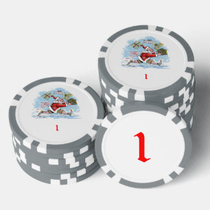 Santa Unprepared grey 1 striped poker chip