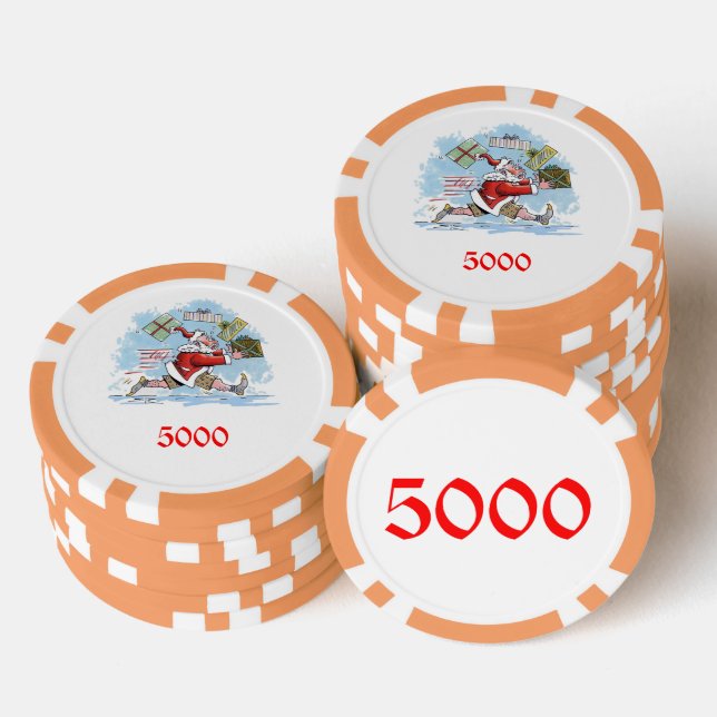 Santa Unprepared orange 5000 striped poker chip (Stack)