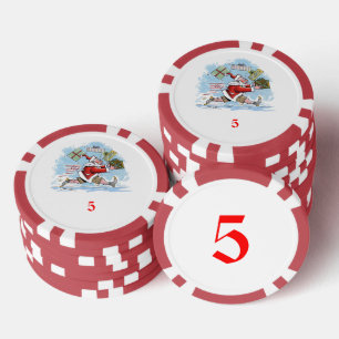 Santa Unprepared red 5 striped poker chip