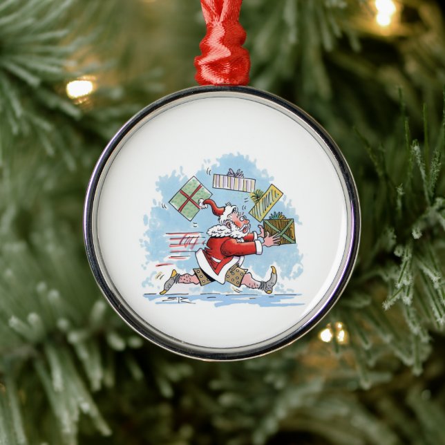 Santa Unprepared round premium ornament (Tree)