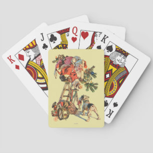 Santa Up a Ladder Playing Cards