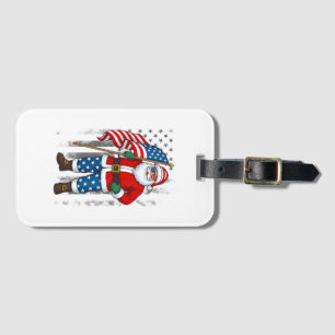 Santa USA American Flag Christmas In July Happy 4t Luggage Tag