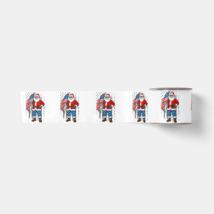 Santa USA American Flag Christmas In July Happy 4t Satin Ribbon