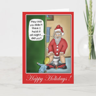 Santa Using the Restroom Holiday Card