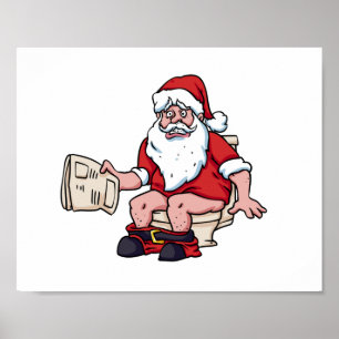 Santa Using Toilet Poster