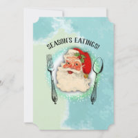 Santa utensils chef catering Christmas card