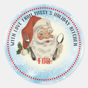 Santa utensils from the kitchen of Christmas Classic Round Sticker