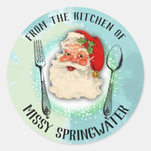 Santa utensils from the kitchen of Christmas label