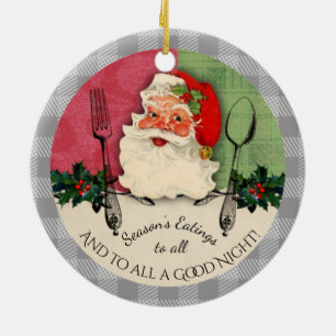 Santa utensils seasons eatings Christmas ornament