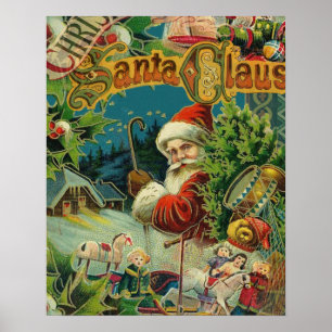 Santa Vintage Art Print Collage Holiday
