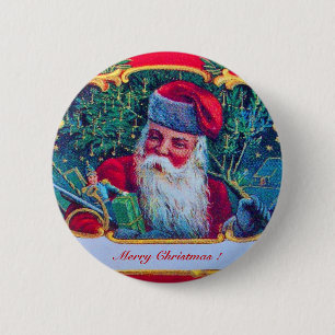SANTA VINTAGE Christmas 6 Cm Round Badge